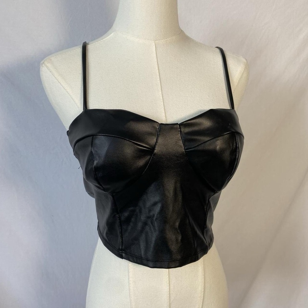 Papaya‎ Black Padded Cami Crop Top Indie Y2K Rave Party Medium